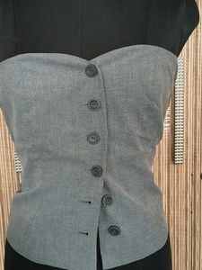 Chic Grey Strapless Vest Top