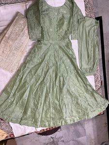 Green Embroidered Anarkali Suit