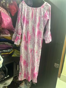 Pink Rose Print Kurta set
