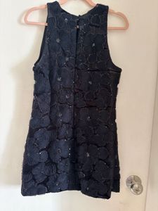 Black Floral Embellished Mini Dress