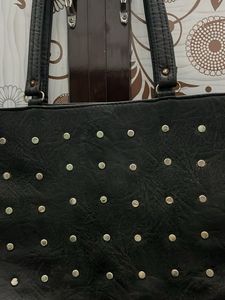 Chic Black Studded Tote Bag