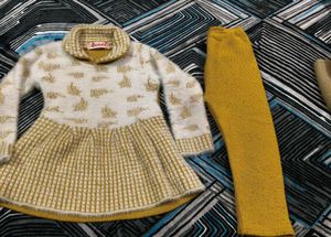 Girls' Mustard Dress & Leggings Set