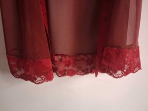Sheer Lace Trim Robe