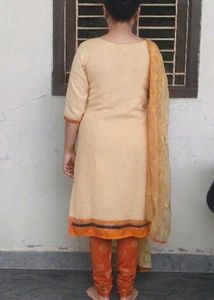 Elegant Beige and Orange Kurta Set