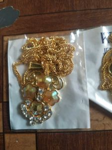 Gold Tone Pendant with Stones pack of 3