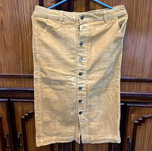 Corduroy Button-Front Skirt