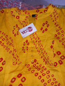 Vibrant Yellow Bandhani Kurti