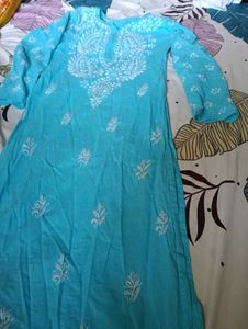 Turquoise Chikankari Kurta