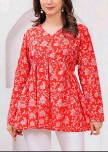 Red Floral Print Top
