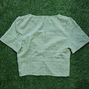 Green Plaid Crop Top