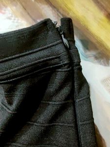 Chic Black Bandage Skirt with Bead Detail