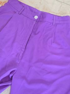 Vibrant Purple Square Neck Crop Top &amp; Wide Leg Pan