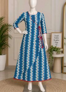 Versatile Blue Chevron Wrap Dress