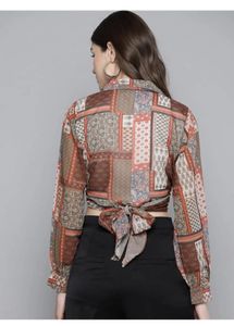 Printed Wrap Crop Top