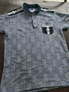 Men's Grey Checkered Polo T-Shirt