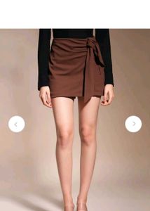 ZASTRAA Stylish Brown Wrap Skirt