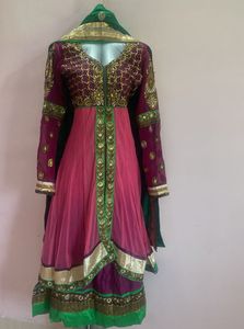 Elegant Pink & Purple Anarkali Suit