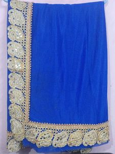 Royal Blue Saree with Embellished Border
