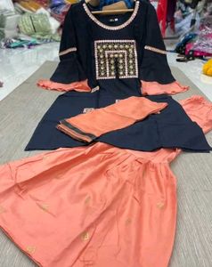 Elegant black & Peach Kurta Set