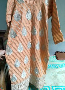 Peach Embroidered Kurta