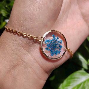 Blue Pressed Flower Bracelet