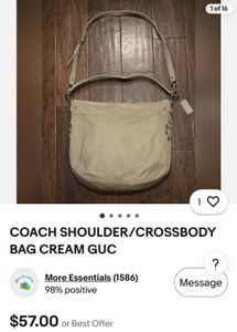 Coach Cream Crossbody / Shoulder Bag