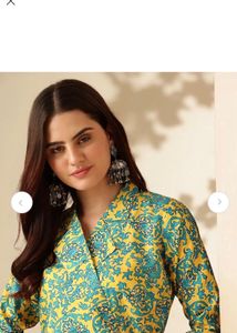 Yellow &amp; Teal Floral Kurta Set