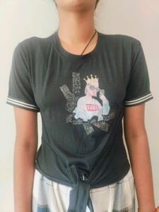 Girls Top Black Cotton Blend