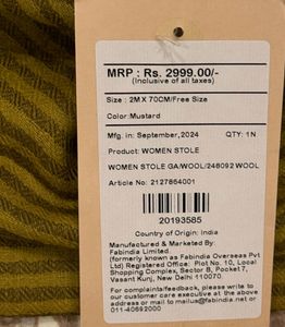 Brand New Mustard Striped Scarf