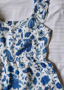 Blue Floral Peplum Top