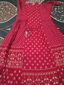 Beautiful Red Printed Anarkali kurti