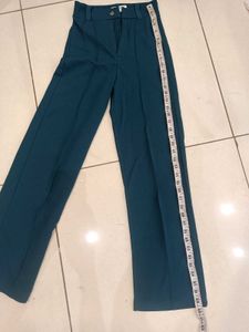 Teal Blue high rise straight Trousers