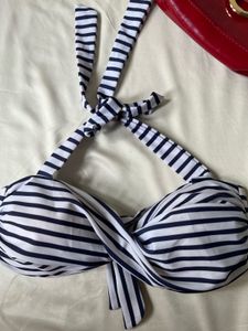 Striped Halter Bikini Top