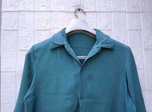 New with tag Korean Relaxed Fit Teal Linen Shirt