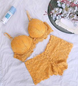 Yellow Lace Bra and Panty Set