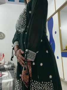 Emerald Green Embroidered Gown
