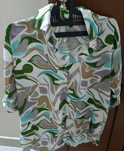 Colorful Abstract Print Button-Down Shirt