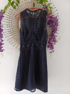 H&amp;M Navy Lace Sleeveless Dress