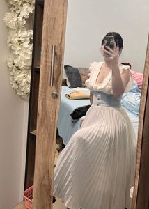 elegant white chiffon midi bohemian dress