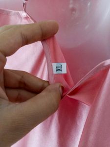 Silky Pink Lace Trim Nightgown