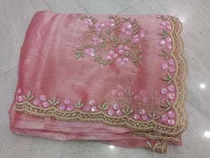 Stunning Pink Embellished Saree