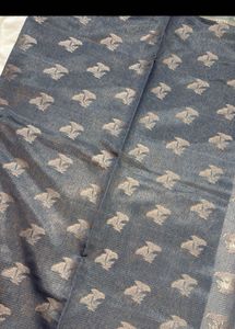 Greyish Blue Banarasi Fabric