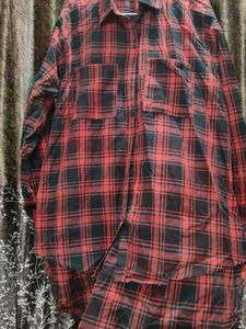 Red Plaid Oversized Shirt