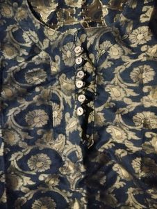 Black &amp; Gold Brocade Short Kurti