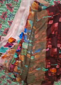 Colorful Abstract Print Saree