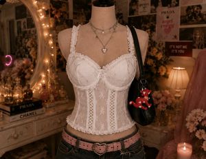 White Floral Corset Top