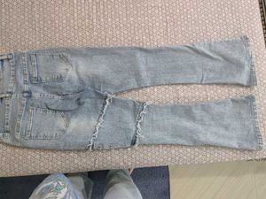 Light Wash Distressed Flare Jeans