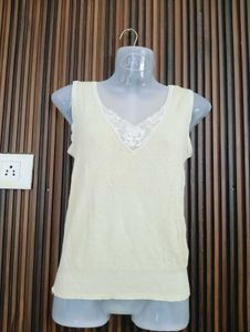 Cream Lace Trim Tank Top