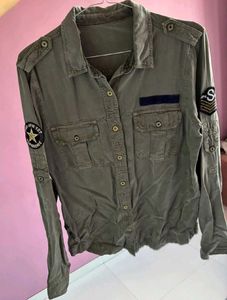 Superdry Olive Green Military Style Shirt
