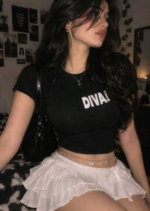Cute Black Crop Top "DIVA!"
